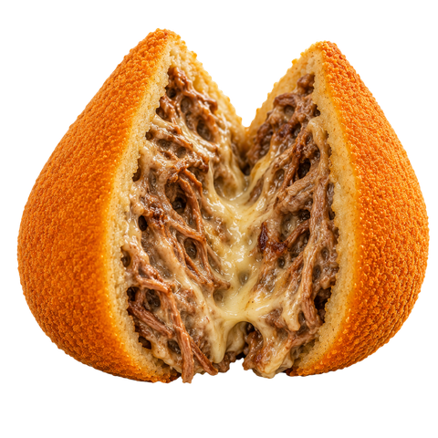 Coxinha recheada aberta