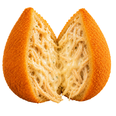 Coxinha de frango com catupiry aberta